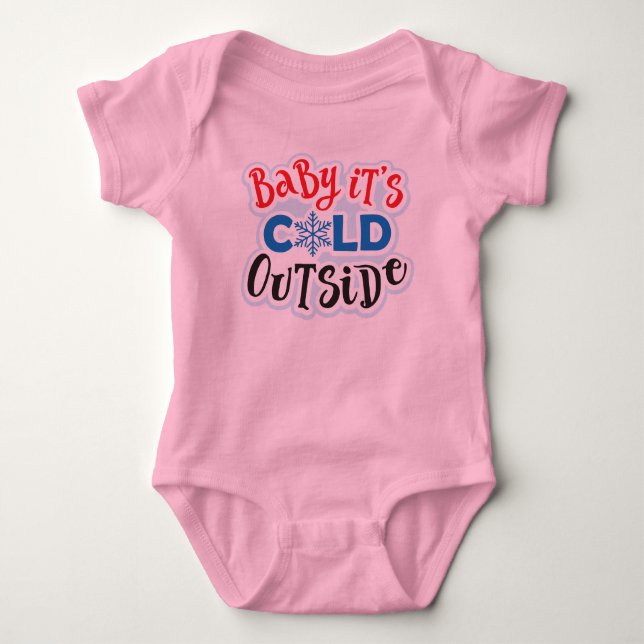 Body Para Bebê Body Infantil Rosa Bebê É Frio Lá Fora (Frente)