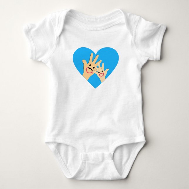 Body Para Bebê Body Macacão de Bebê Coração Azul Fofo (Frente)