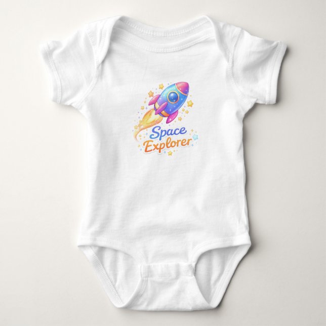 Body Para Bebê Body Macacão de Bebê Foguete Explorador Espacial (Frente)
