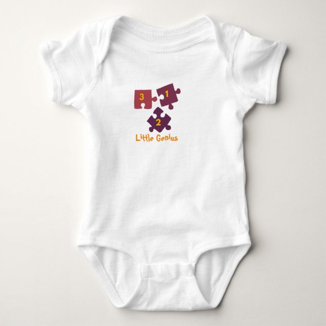 Body Para Bebê Body Pequeno Gênio Bebê Puzzle . (Frente)