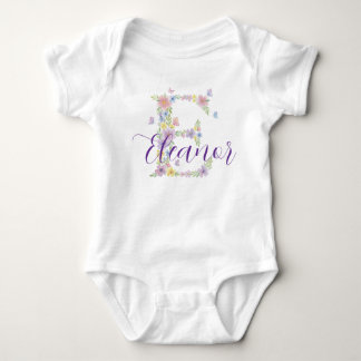 Body Para Bebê Body Personalizado de Bebê Letra E Floral