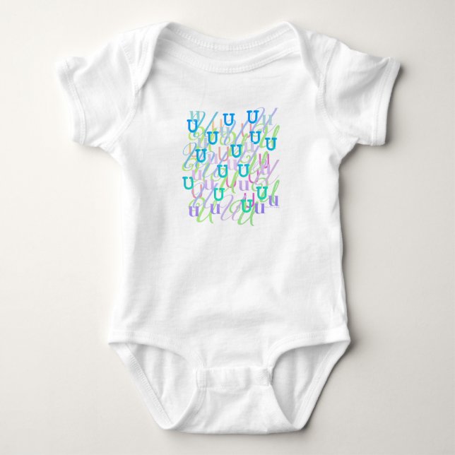 Body Para Bebê Body 'U' Bebê com Confetes de Letras (Frente)