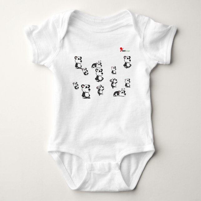 Body Para Bebê Bodys de Bebê com Padrão de Panda Fofo Dormindo e  (Frente)
