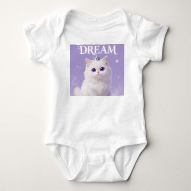 Body Para Bebê Bodysuit Bebê Gata dos Sonhos Brancos Princesa Rea (Frente)