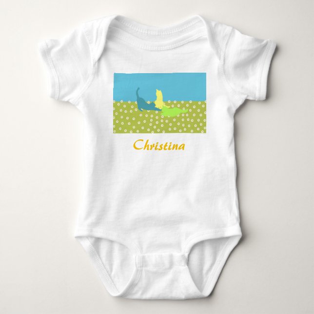 Body Para Bebê Bodysuit Bebê Gatos Na Grama (Frente)