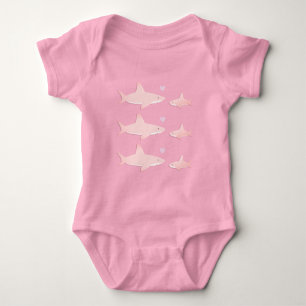 Body Para Bebê Bodysuit bonito do bebê do rosa   dos tubarões
