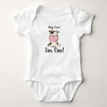 Bodysuit de Aniversário de Um Ano Holy Cow I'm One