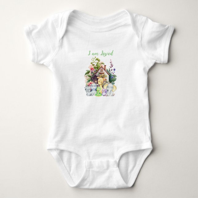 Body Para Bebê Bodysuit de Bebê Animais Fofos | Eu Sou Amado (Frente)