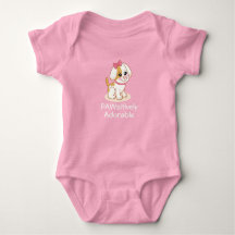Bodysuit de Bebê Cachorrinho Menina com Laço Rosa