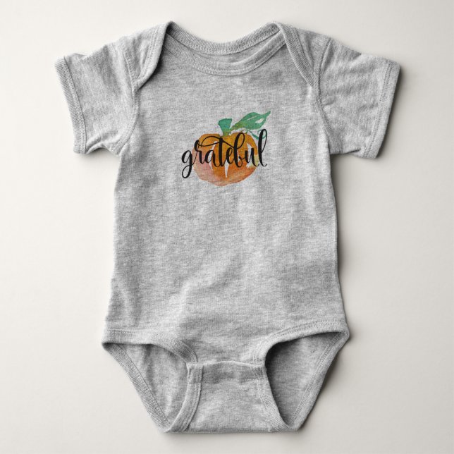Body Para Bebê Bodysuit de Bebê com Abóbora em Aquarela para Hall (Frente)