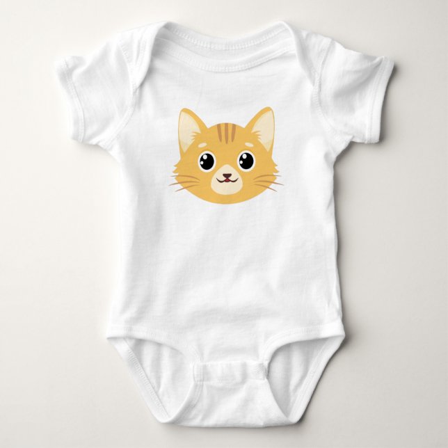 Body Para Bebê Bodysuit de Bebê com design Kawaii de Gato Fofo (Frente)
