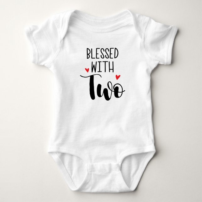 Body Para Bebê Bodysuit de Bebê Gêmeos Abençoados Com Dois (Frente)
