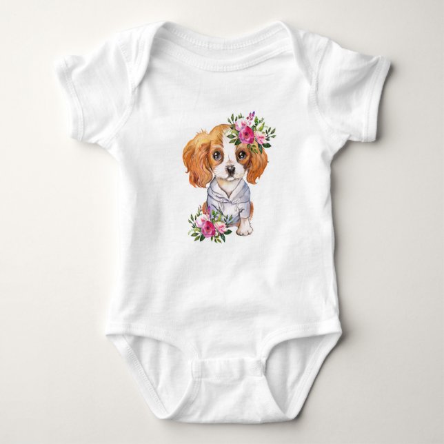 Body Para Bebê Bodysuit de Bebê King Charles Cavalier Filhote (Frente)