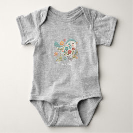 Body Para Bebê Bodysuit de Bebê Little Bird Flores Azuis e Rosas