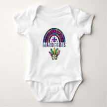 Bodysuit de Bebê Mardi Gras Arco-íris e Máscara
