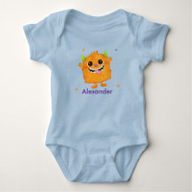 Bodysuit de Bebê Nome Personalizado Monstro Fofo