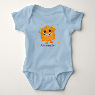 Body Para Bebê Bodysuit de Bebê Nome Personalizado Monstro Fofo