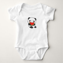 Bodysuit de Bebê Panda Fofo Comendo Melancia