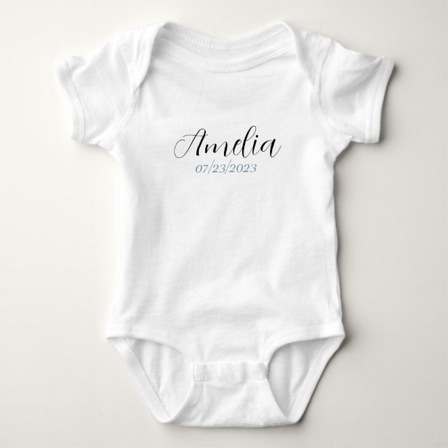 Body Para Bebê Bodysuit de Bebê Personalizado - Nome e Data de Na (Frente)