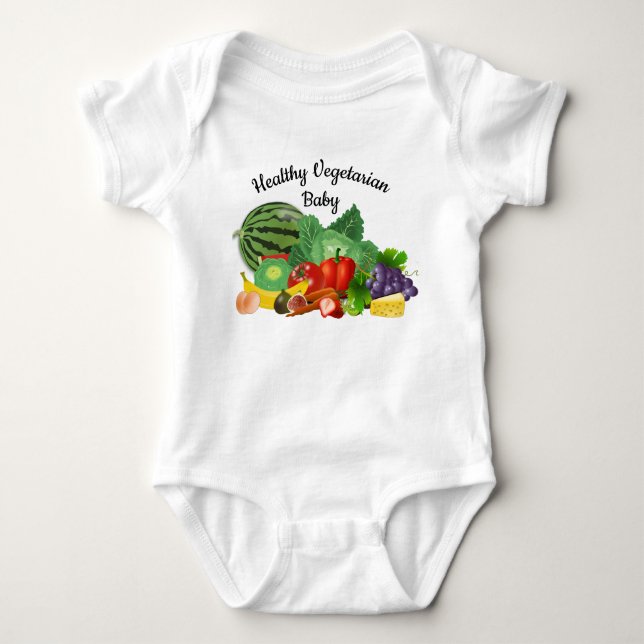 Body Para Bebê Bodysuit de Bebê Vegetariano Saudável (Frente)
