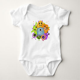 Body Para Bebê Bodysuit de Bebê Watercolor de Monstros Fofos | En
