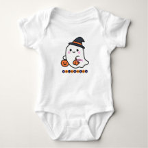 Bodysuit de Halloween de Bebê com Fantasminha e Ab