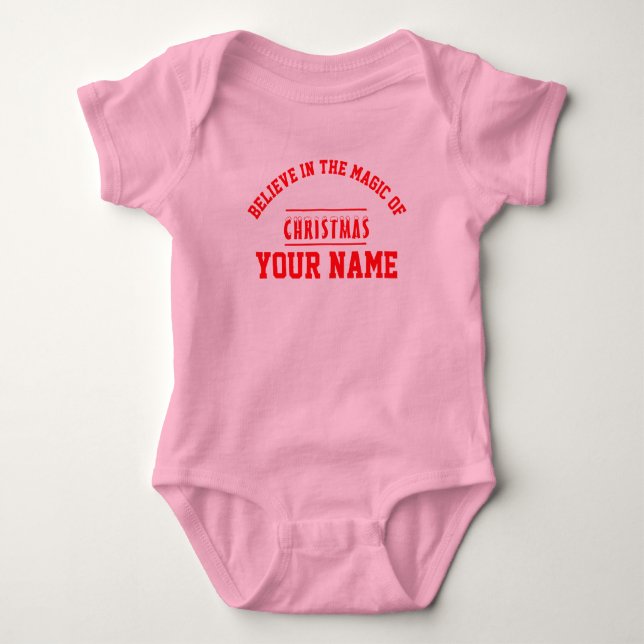 Body Para Bebê Bodysuit de Jersey de Natal personalizado cor (Frente)