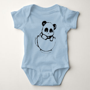 Body Para Bebê Bodysuit de Jersey Infantil com Ilustração de Pand