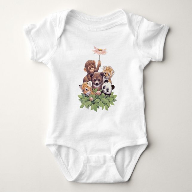 Body Para Bebê Bodysuit de Jersey para Bebê com Design Fofo de Pa (Frente)