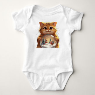 Body Para Bebê Bodysuit de Jersey para Bebê com Gato de Natal Fof