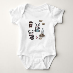 Body Para Bebê Bodysuit de Jersey para Bebê com Ilustração de Pan
