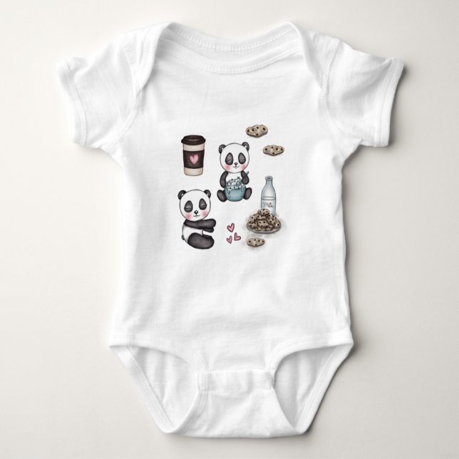Body Para Bebê Bodysuit de Jersey para Bebê com Ilustração de Pan (Frente)