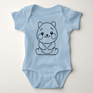 Body Para Bebê Bodysuit de Jersey para Bebê com Ilustração de Pan