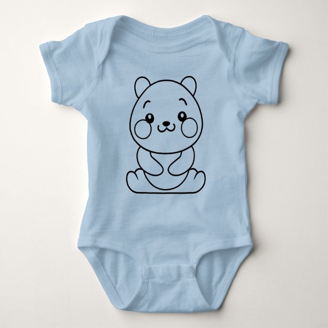Body Para Bebê Bodysuit de Jersey para Bebê com Ilustração de Pan (Frente)