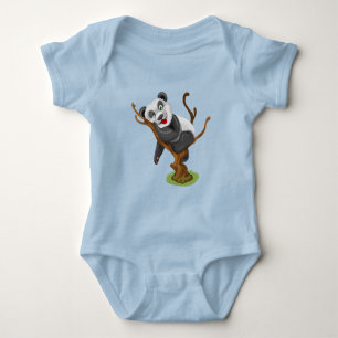 Body Para Bebê Bodysuit de Jersey para Bebê com Ilustração de Pan