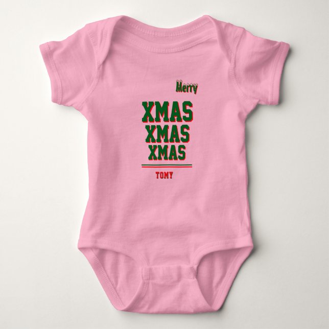 Body Para Bebê Bodysuit de Jersey personalizado de Natal para Beb (Frente)