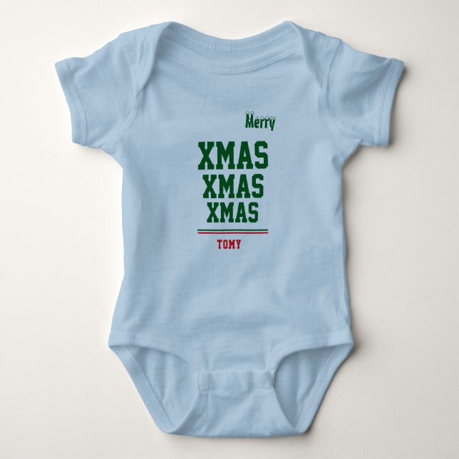 Body Para Bebê Bodysuit de Jersey personalizado de Natal para Beb (Frente)