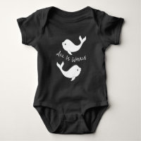 Bodysuit do bebê da chalaça da baleia da beluga