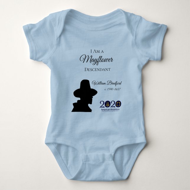 Body Para Bebê Bodysuit do bebê de William Bradford Mayflower (Frente)