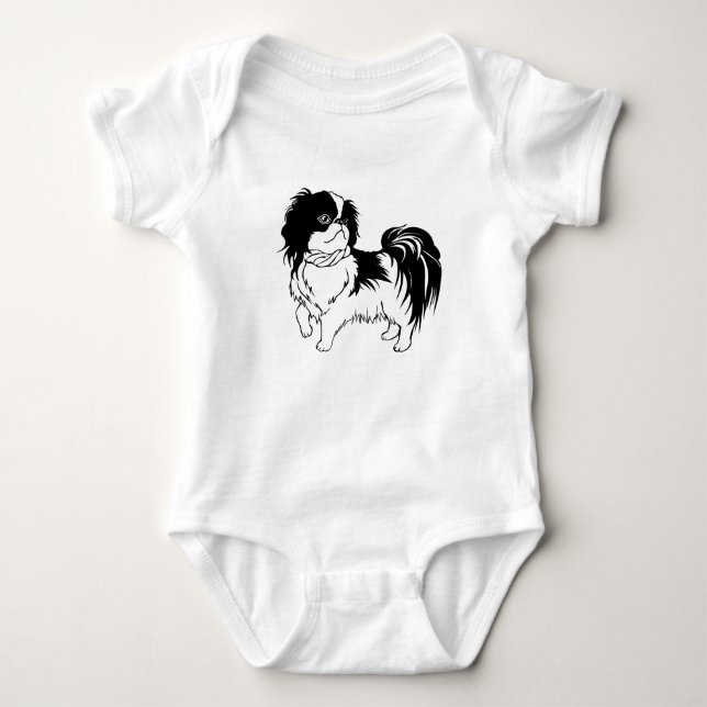 Body Para Bebê Bodysuit do bebê do cão de Chin do japonês (Frente)