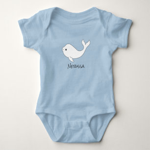 Body Para Bebê Bodysuit do bebê do nome da baleia da beluga