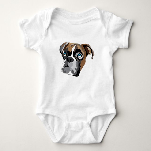 Body Para Bebê Bodysuit do cão do pugilista (Frente)