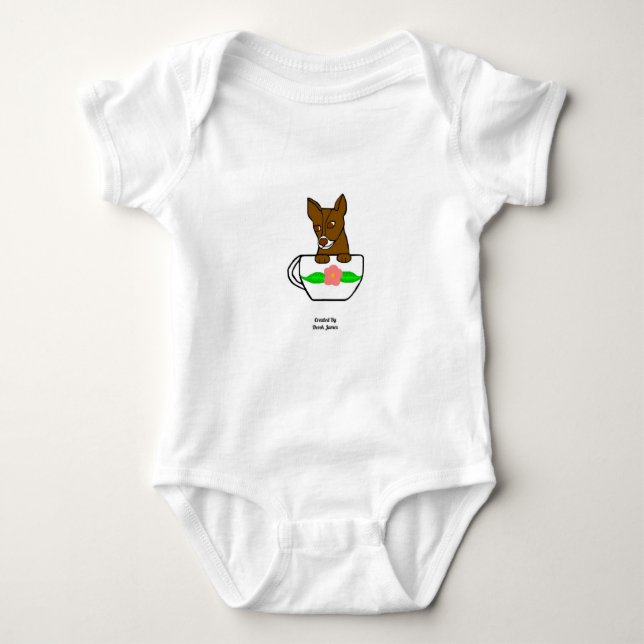 Body Para Bebê Bodysuit do jérsei do bebê da chihuahua do Teacup (Frente)