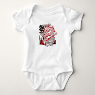 Body Para Bebê Bodysuit Infantil Gráfico de Dragão Vermelho Legal