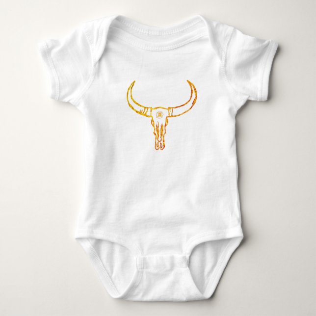 Body Para Bebê Bodysuit Jersey com Caveira de Touro (Frente)