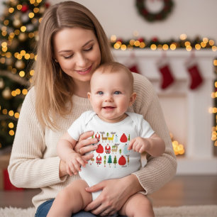 Body Para Bebê Bodysuit Minimalista de Natal Bonito com Papai Noe