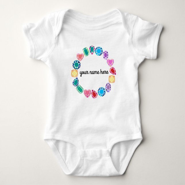 Body Para Bebê Bodysuit personalizado do bebê de pedras preciosas (Frente)