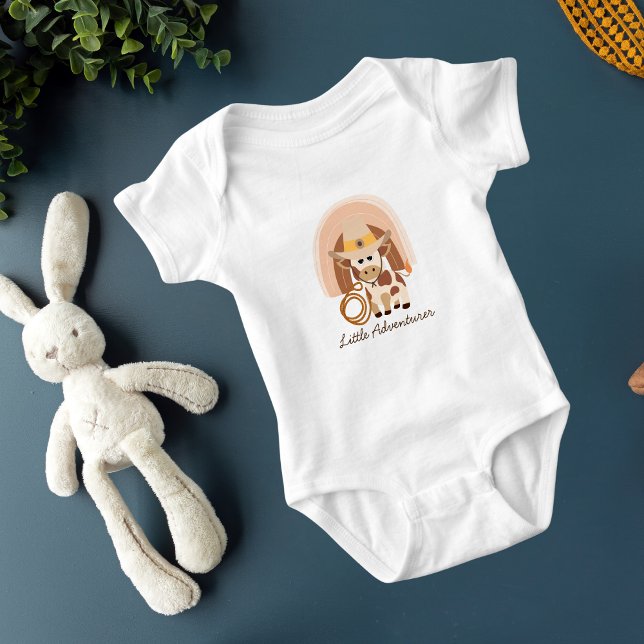 Body Para Bebê Bodysuits de Cowboy Arco-íris Pequeno Aventuriero  (Criador carregado)