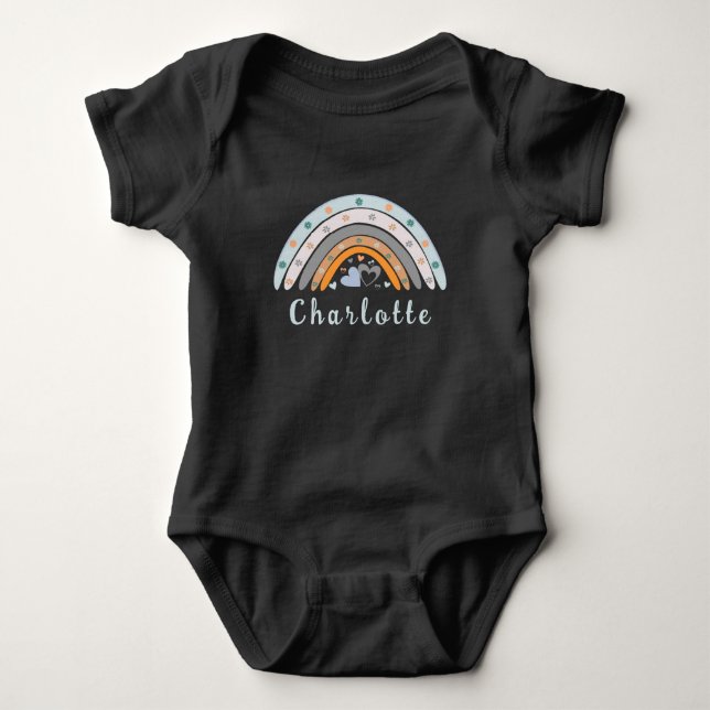 Body Para Bebê Boho Arco-Íris com Nome Personalizado (Frente)