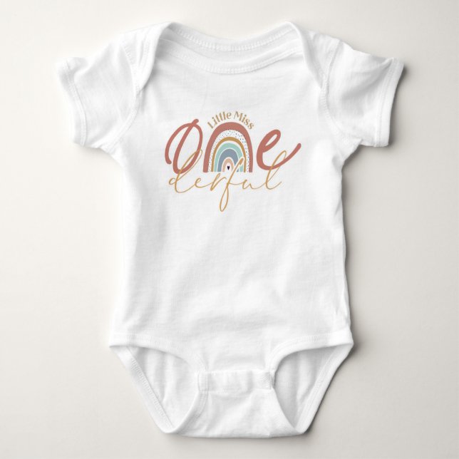 Body Para Bebê Boho Arco-íris - Pequena Senhorita Onederful (Frente)